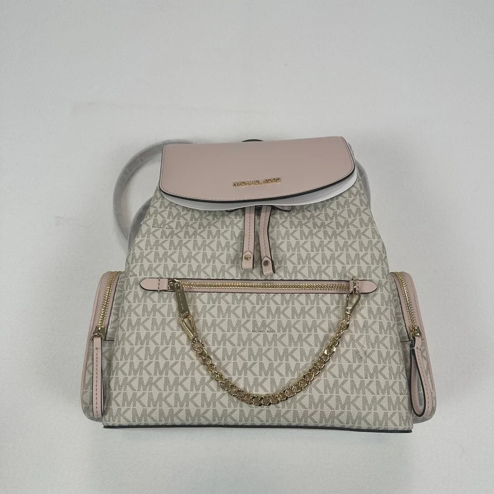 Michael Kors Jet Set Large Logo‎ Backpack Powder Blush/ Vanilla - New